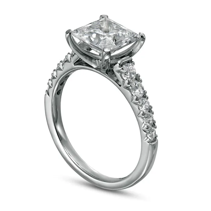 Rings 25 CT TW Certified PrincessCut LabCreated Diamond Engagement Ring in Solid 14K White Gold FVS2 Goldia Rings 25 CT TW Certified PrincessCut LabCreated Diamond Engagement Ring in Solid 14K White Gold FVS2 Goldia