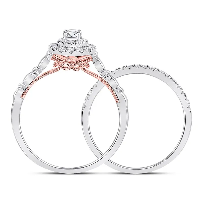 Rings gndatlanta 10k Twotone Gold Round Diamond Bridal Wedding Ring Set 12 Cttw