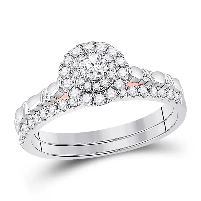 Rings gndatlanta 10k Twotone Gold Round Diamond Bridal Wedding Ring Set 12 Cttw