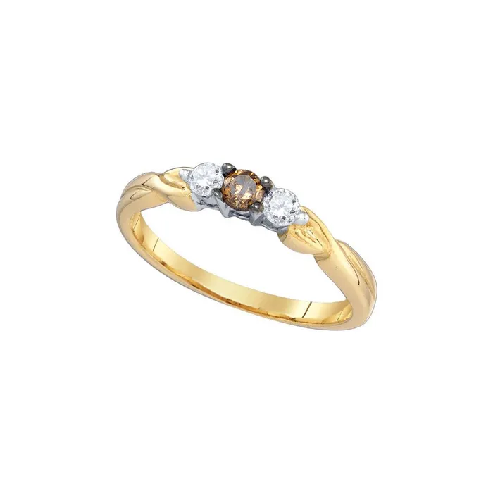 Rings gndatlanta 10k Yellow Gold Brown Round 3Stone Diamond Band Ring 14 Cttw Rings gndatlanta 10k Yellow Gold Brown Round 3Stone Diamond Band Ring 14 Cttw