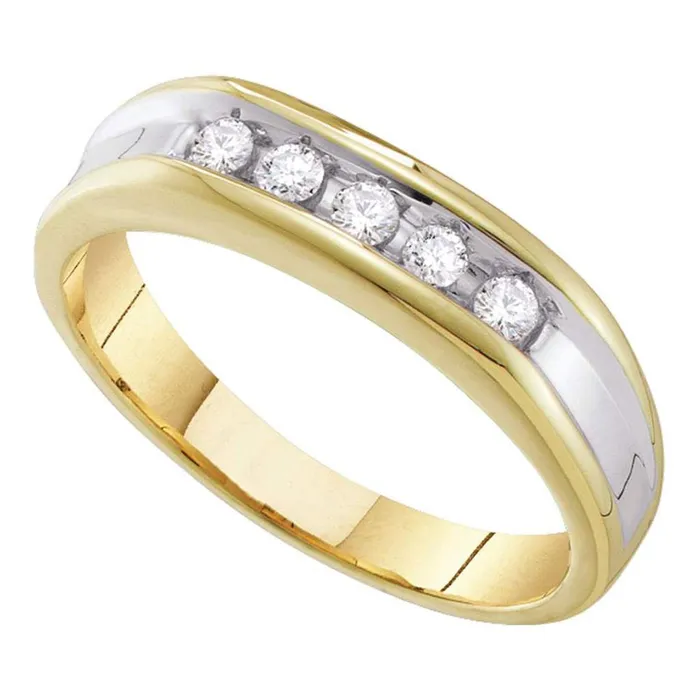 Rings gndatlanta 10k Yellow Twotone Gold Round Diamond Single Row Wedding Band 14 Cttw Rings gndatlanta 10k Yellow Twotone Gold Round Diamond Single Row Wedding Band 14 Cttw