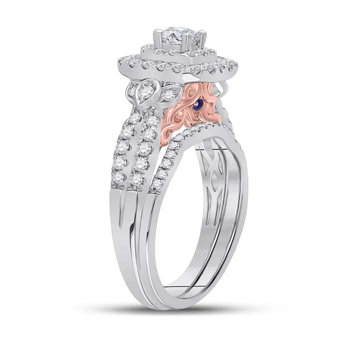 Rings gndatlanta 14k Twotone Gold Round Diamond Bridal Wedding Ring Set 1 Ctw Certified