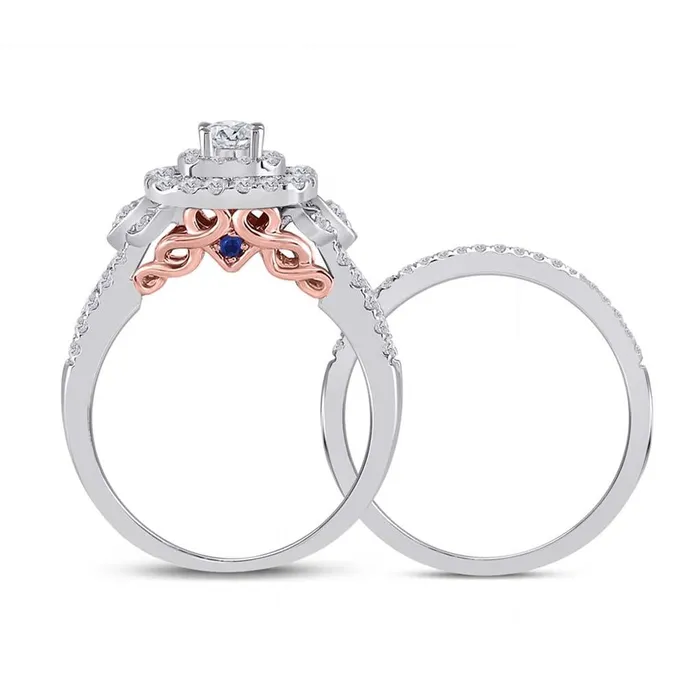 Rings gndatlanta 14k Twotone Gold Round Diamond Bridal Wedding Ring Set 1 Ctw Certified