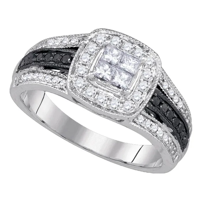 Rings gndatlanta 14k White Gold Black Diamond Fashion Engagement Bridal Ring 58 Cttw Rings gndatlanta 14k White Gold Black Diamond Fashion Engagement Bridal Ring 58 Cttw