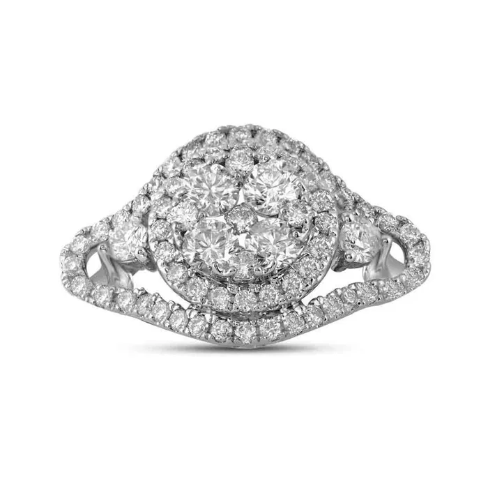 Rings gndatlanta 14k White Gold Diamond Halo Bridal Engagement Ring 115 Cttw Rings gndatlanta 14k White Gold Diamond Halo Bridal Engagement Ring 115 Cttw
