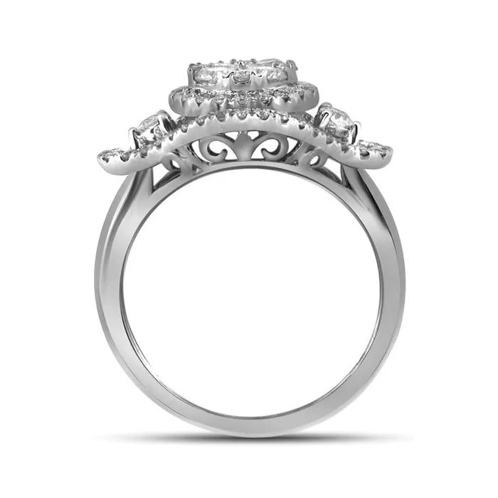 Rings gndatlanta 14k White Gold Diamond Halo Bridal Engagement Ring 115 Cttw