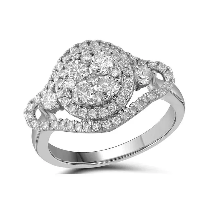 Rings gndatlanta 14k White Gold Diamond Halo Bridal Engagement Ring 115 Cttw