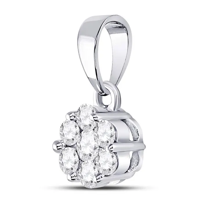 Rings gndatlanta 14k White Gold Round Diamond Flower Cluster Pendant 12 Cttw Rings gndatlanta 14k White Gold Round Diamond Flower Cluster Pendant 12 Cttw