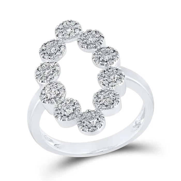 Rings gndatlanta 14k White Gold Round Diamond Oblong Fashion Ring 58 Cttw Rings gndatlanta 14k White Gold Round Diamond Oblong Fashion Ring 58 Cttw