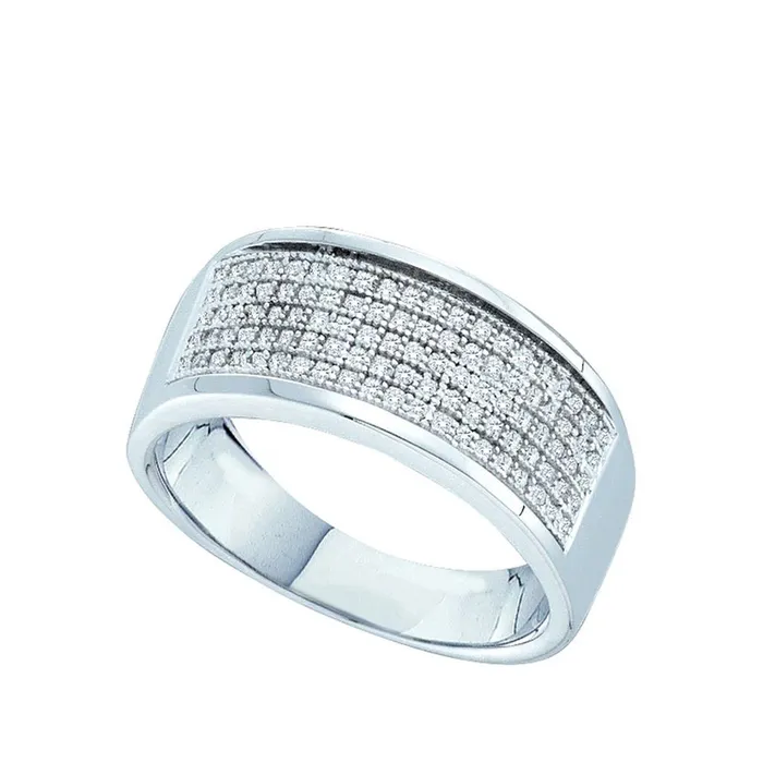 Rings gndatlanta 14k White Gold Round Diamond Pave Band Ring 13 Cttw
