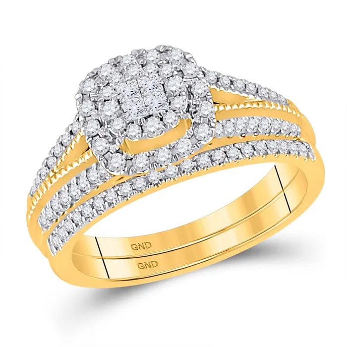 Rings gndatlanta 14k Yellow Gold Princess Diamond Bridal Wedding Ring Set 12 Cttw Rings gndatlanta 14k Yellow Gold Princess Diamond Bridal Wedding Ring Set 12 Cttw
