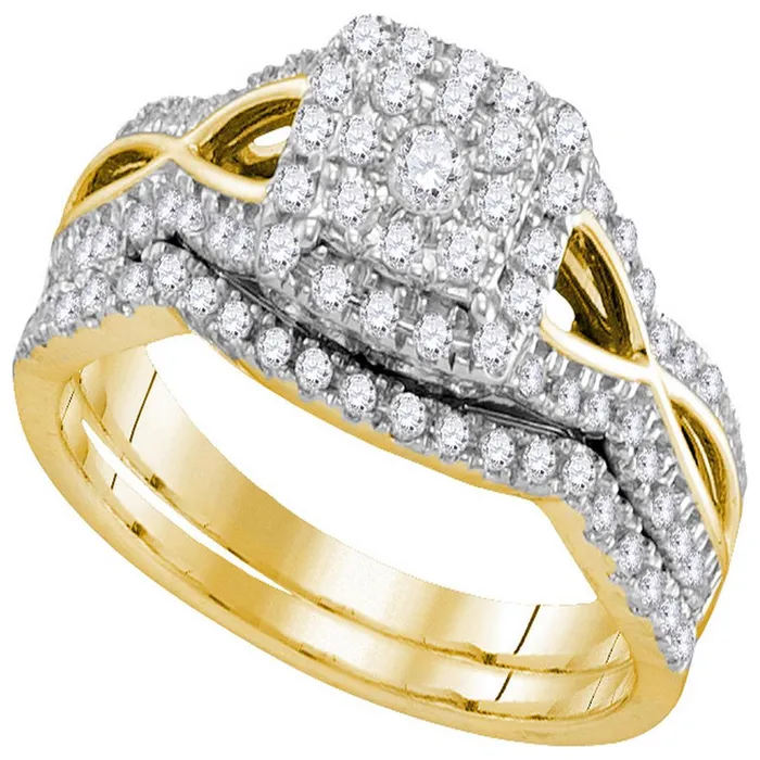 Rings gndatlanta 14k Yellow Gold Round Diamond Bridal Wedding Ring Set 12 Cttw Rings gndatlanta 14k Yellow Gold Round Diamond Bridal Wedding Ring Set 12 Cttw