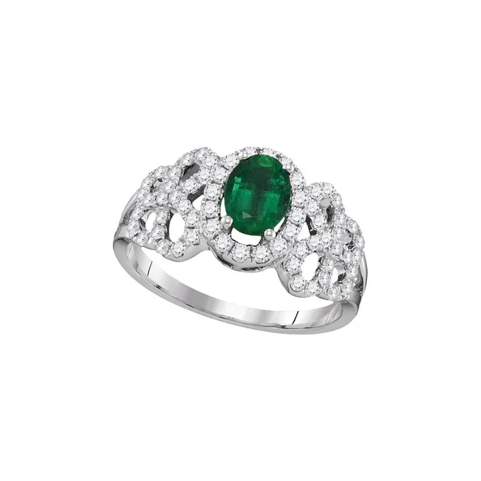 Rings gndatlanta 18kt White Gold Oval Emerald Solitaire Diamondaccent Ring 1 Cttw Rings gndatlanta 18kt White Gold Oval Emerald Solitaire Diamondaccent Ring 1 Cttw