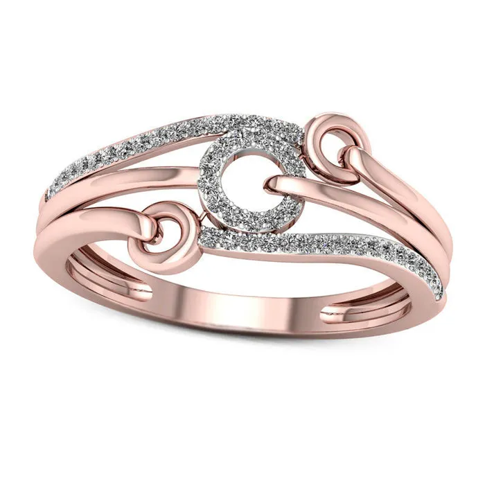 Rings Goldia 013 CT TW Natural Diamond Triple Circle MultiRow Ring in Solid 10K Rose Gold Rings Goldia 013 CT TW Natural Diamond Triple Circle MultiRow Ring in Solid 10K Rose Gold