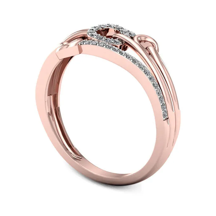 Rings Goldia 013 CT TW Natural Diamond Triple Circle MultiRow Ring in Solid 10K Rose Gold Rings Goldia 013 CT TW Natural Diamond Triple Circle MultiRow Ring in Solid 10K Rose Gold