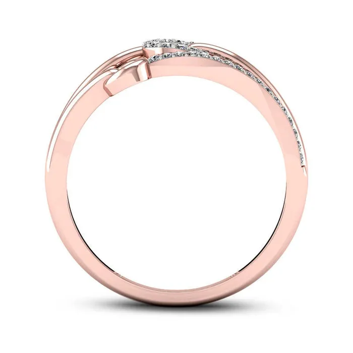 Rings Goldia 013 CT TW Natural Diamond Triple Circle MultiRow Ring in Solid 10K Rose Gold Rings Goldia 013 CT TW Natural Diamond Triple Circle MultiRow Ring in Solid 10K Rose Gold