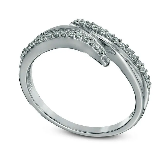 Rings Goldia 017 CT TW Natural Diamond Bypass Ring in Solid 10K White Gold Rings Goldia 017 CT TW Natural Diamond Bypass Ring in Solid 10K White Gold