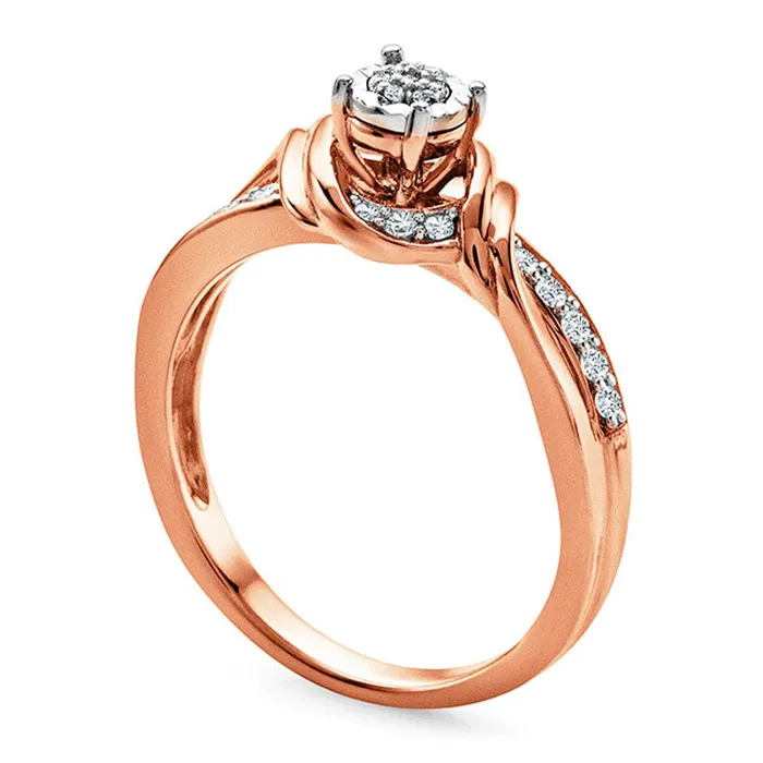 Rings Goldia 017 CT TW Natural Diamond Composite Twist Promise Ring in Sterling Silver and Solid 14K Rose Gold Plate Rings Goldia 017 CT TW Natural Diamond Composite Twist Promise Ring in Sterling Silver and Solid 14K Rose Gold Plate