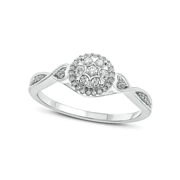 Rings Goldia 020 CT TW Composite Natural Diamond Frame Heart Sides Promise Ring in Sterling Silver Rings Goldia 020 CT TW Composite Natural Diamond Frame Heart Sides Promise Ring in Sterling Silver