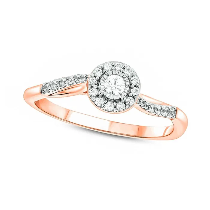 Rings Goldia 020 CT TW Natural Diamond Frame Wave Promise Ring in Solid 10K Rose Gold Rings Goldia 020 CT TW Natural Diamond Frame Wave Promise Ring in Solid 10K Rose Gold