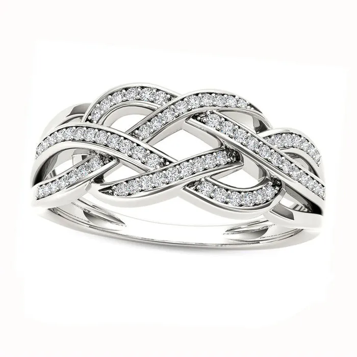 Rings Goldia 020 CT TW Natural Diamond Loose Braid Ring in Solid 10K White Gold Rings Goldia 020 CT TW Natural Diamond Loose Braid Ring in Solid 10K White Gold