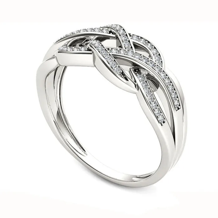 Rings Goldia 020 CT TW Natural Diamond Loose Braid Ring in Solid 10K White Gold Rings Goldia 020 CT TW Natural Diamond Loose Braid Ring in Solid 10K White Gold