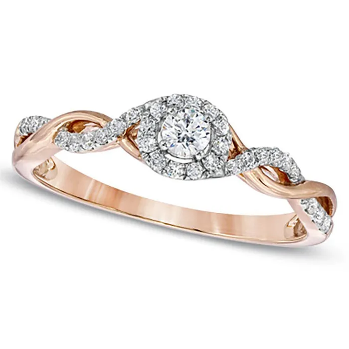 Rings Goldia 025 CT TW Natural Diamond Entwined Promise Ring in Solid 10K Rose Gold Rings Goldia 025 CT TW Natural Diamond Entwined Promise Ring in Solid 10K Rose Gold