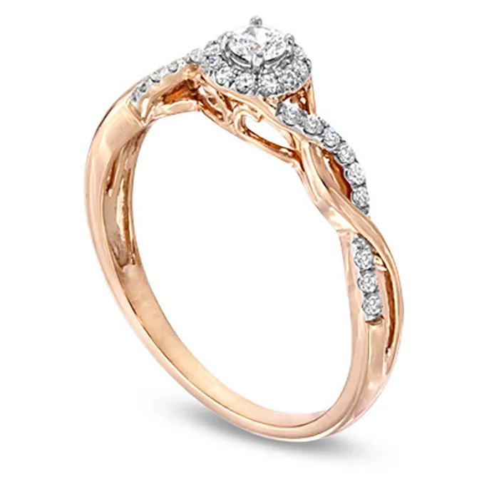 Rings Goldia 025 CT TW Natural Diamond Entwined Promise Ring in Solid 10K Rose Gold Rings Goldia 025 CT TW Natural Diamond Entwined Promise Ring in Solid 10K Rose Gold