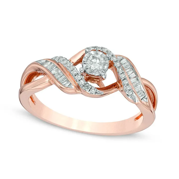 Rings Goldia 025 CT TW Natural Diamond Twist Bypass Ring in Solid 10K Rose Gold Rings Goldia 025 CT TW Natural Diamond Twist Bypass Ring in Solid 10K Rose Gold