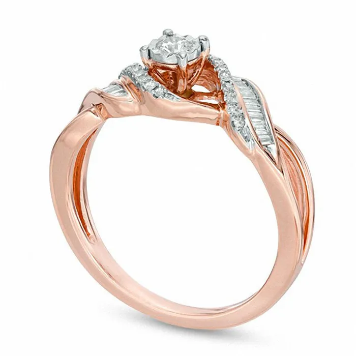 Rings Goldia 025 CT TW Natural Diamond Twist Bypass Ring in Solid 10K Rose Gold Rings Goldia 025 CT TW Natural Diamond Twist Bypass Ring in Solid 10K Rose Gold
