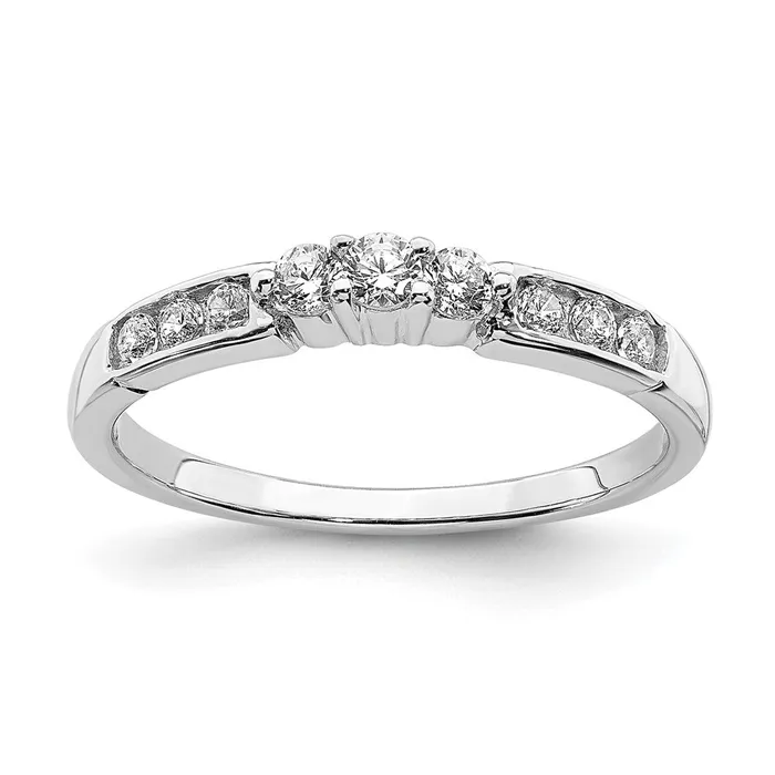 Rings Goldia 028ct CZ Solid Real 14K White Gold Wedding Band Ring