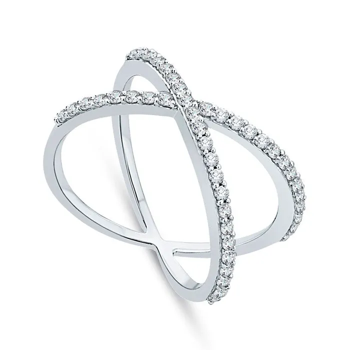 Rings Goldia 038 CT TW Natural Diamond Orbit Ring in Solid 10K White Gold Rings Goldia 038 CT TW Natural Diamond Orbit Ring in Solid 10K White Gold