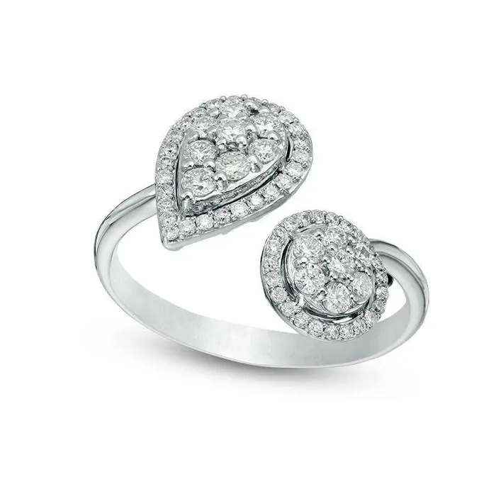 Rings Goldia 050 CT TW Composite Natural Diamond MultiShape Frame Adjustable Ring in Solid 14K White Gold Rings Goldia 050 CT TW Composite Natural Diamond MultiShape Frame Adjustable Ring in Solid 14K White Gold