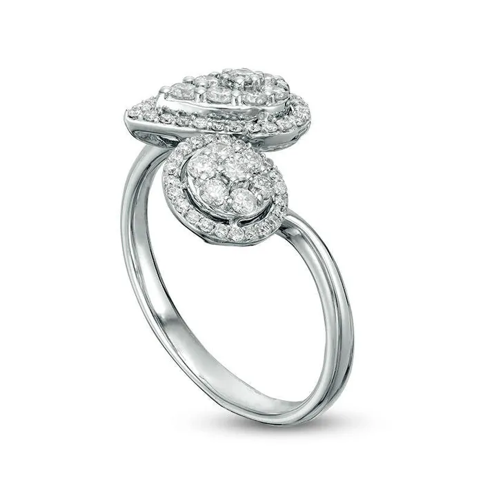 Rings Goldia 050 CT TW Composite Natural Diamond MultiShape Frame Adjustable Ring in Solid 14K White Gold Rings Goldia 050 CT TW Composite Natural Diamond MultiShape Frame Adjustable Ring in Solid 14K White Gold
