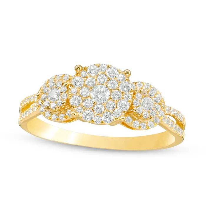 Rings Goldia 050 CT TW Composite Natural Diamond Three Stone Frame Engagement Ring in Solid 10K Yellow Gold Rings Goldia 050 CT TW Composite Natural Diamond Three Stone Frame Engagement Ring in Solid 10K Yellow Gold
