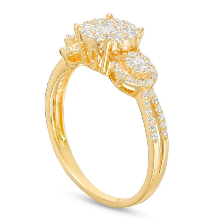 Rings Goldia 050 CT TW Composite Natural Diamond Three Stone Frame Engagement Ring in Solid 10K Yellow Gold Rings Goldia 050 CT TW Composite Natural Diamond Three Stone Frame Engagement Ring in Solid 10K Yellow Gold