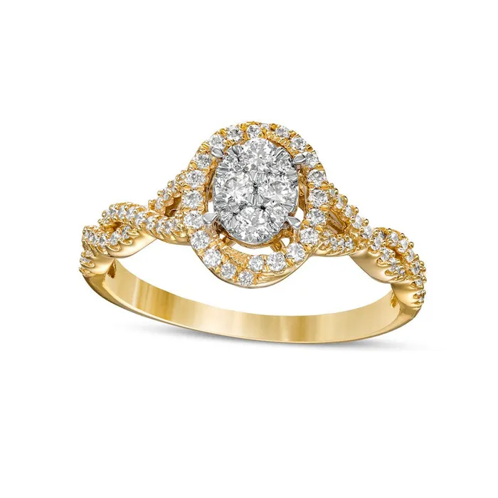 Rings Goldia 050 CT TW Composite Oval Natural Diamond Frame Twist Shank Engagement Ring in Solid 10K Yellow Gold Rings Goldia 050 CT TW Composite Oval Natural Diamond Frame Twist Shank Engagement Ring in Solid 10K Yellow Gold