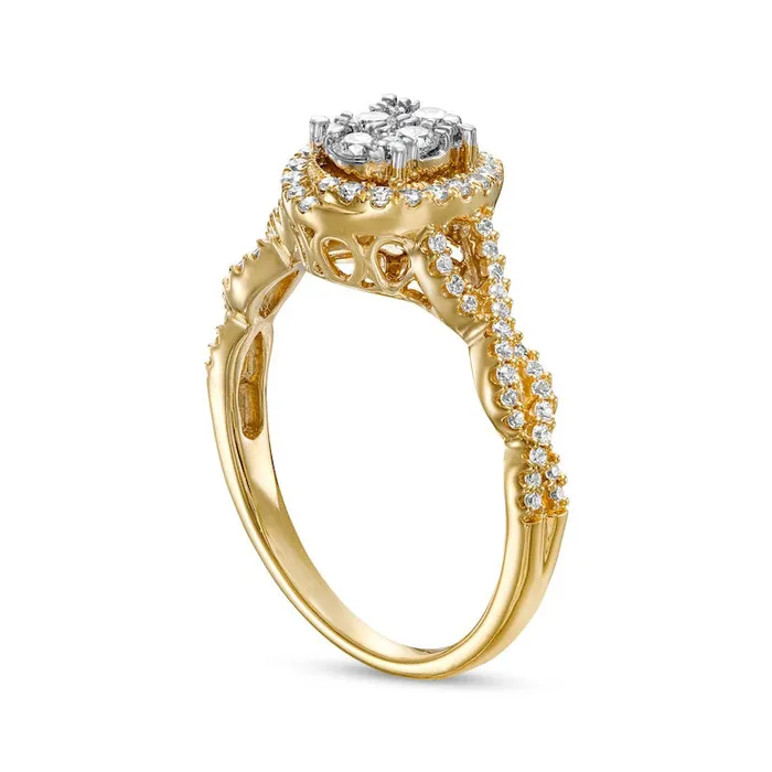Rings Goldia 050 CT TW Composite Oval Natural Diamond Frame Twist Shank Engagement Ring in Solid 10K Yellow Gold Rings Goldia 050 CT TW Composite Oval Natural Diamond Frame Twist Shank Engagement Ring in Solid 10K Yellow Gold
