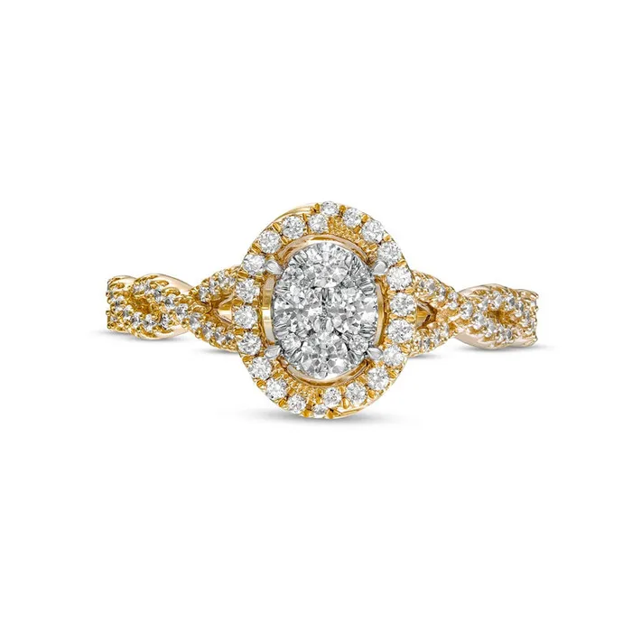 Rings Goldia 050 CT TW Composite Oval Natural Diamond Frame Twist Shank Engagement Ring in Solid 10K Yellow Gold Rings Goldia 050 CT TW Composite Oval Natural Diamond Frame Twist Shank Engagement Ring in Solid 10K Yellow Gold