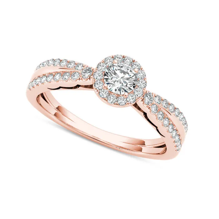 Rings Goldia 050 CT TW Natural Diamond Frame Antique VintageStyle Engagement Ring in Solid 14K Rose Gold Rings Goldia 050 CT TW Natural Diamond Frame Antique VintageStyle Engagement Ring in Solid 14K Rose Gold