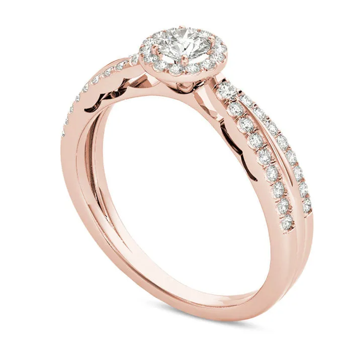 Rings Goldia 050 CT TW Natural Diamond Frame Antique VintageStyle Engagement Ring in Solid 14K Rose Gold Rings Goldia 050 CT TW Natural Diamond Frame Antique VintageStyle Engagement Ring in Solid 14K Rose Gold