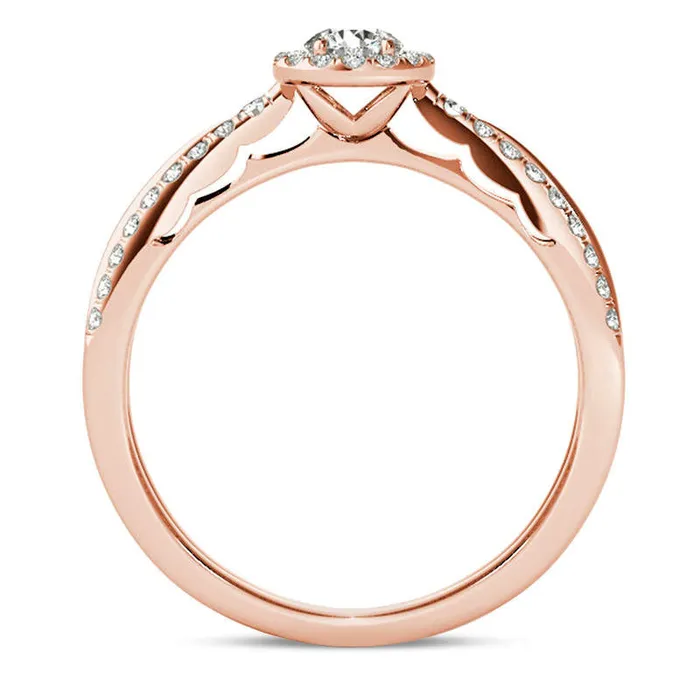 Rings Goldia 050 CT TW Natural Diamond Frame Antique VintageStyle Engagement Ring in Solid 14K Rose Gold Rings Goldia 050 CT TW Natural Diamond Frame Antique VintageStyle Engagement Ring in Solid 14K Rose Gold