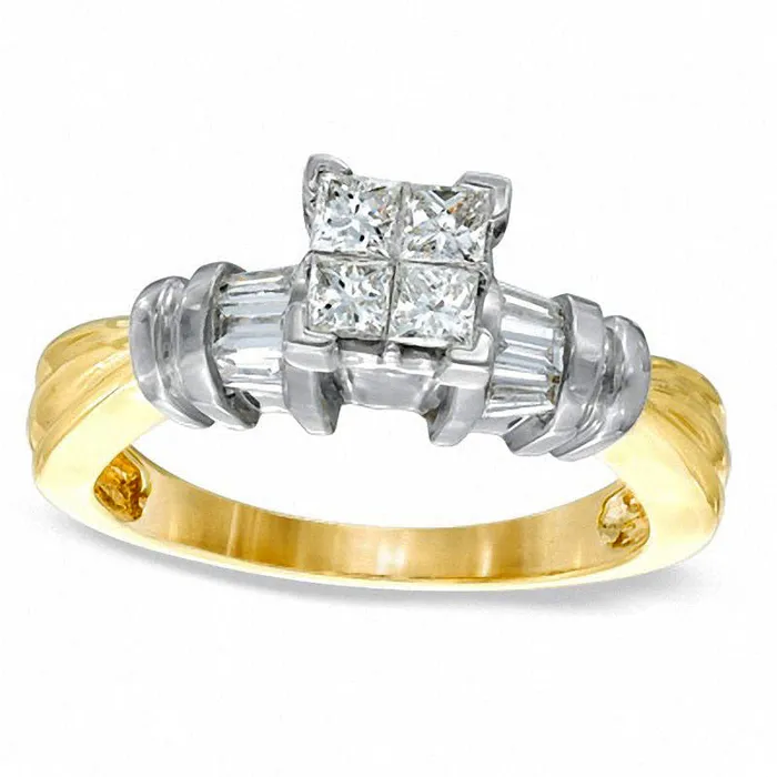 Rings Goldia 050 CT TW Quad PrincessCut Natural Diamond Engagement Ring in Solid 14K Gold Rings Goldia 050 CT TW Quad PrincessCut Natural Diamond Engagement Ring in Solid 14K Gold