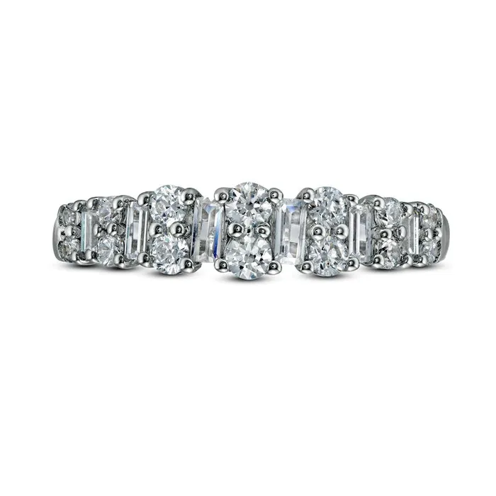 Rings Goldia 063 CT TW Baguette and Round Natural Diamond Band in Solid 14K White Gold Rings Goldia 063 CT TW Baguette and Round Natural Diamond Band in Solid 14K White Gold