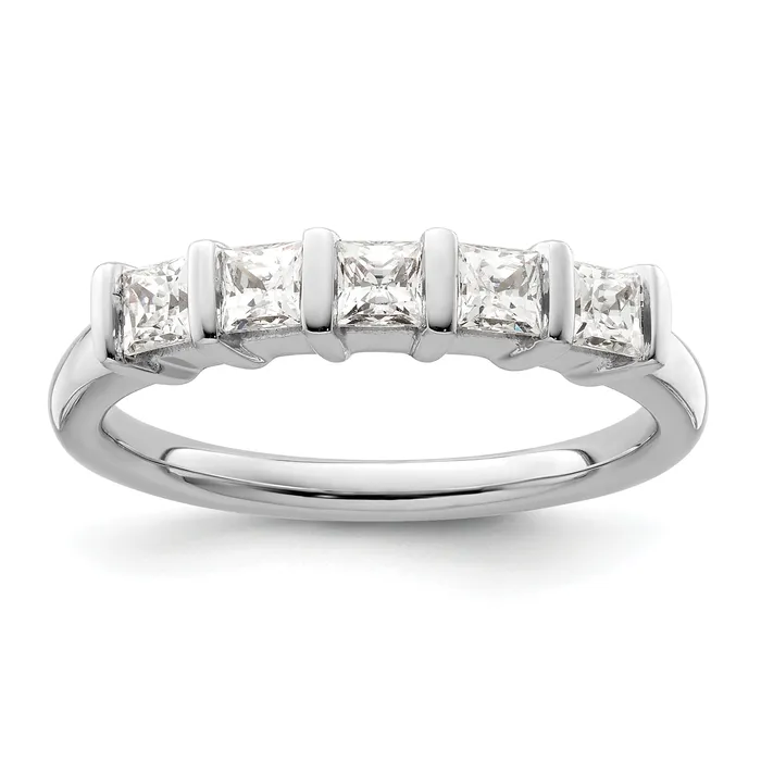 Rings Goldia 070ct CZ Solid Real 14K White Gold 5Stone Wedding Band Ring Rings Goldia 070ct CZ Solid Real 14K White Gold 5Stone Wedding Band Ring