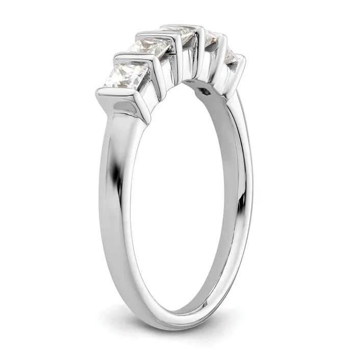 Rings Goldia 070ct CZ Solid Real 14K White Gold 5Stone Wedding Band Ring