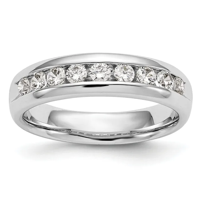 Rings Goldia 071ct CZ Solid Real 14K White Gold 9Stone Channel Wedding Band Ring Rings Goldia 071ct CZ Solid Real 14K White Gold 9Stone Channel Wedding Band Ring