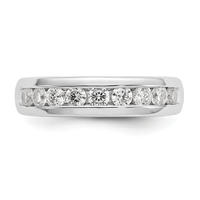 Rings Goldia 071ct CZ Solid Real 14K White Gold 9Stone Channel Wedding Band Ring