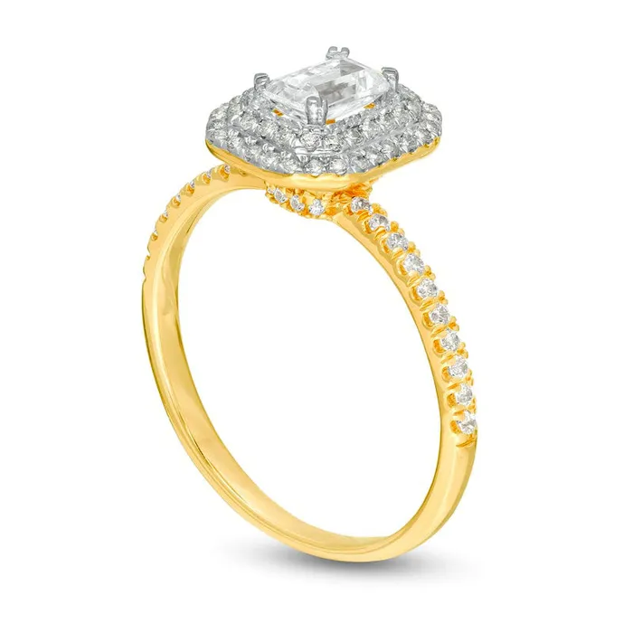 Rings Goldia 075 CT TW EmeraldCut Natural Diamond Double Octagonal Frame Engagement Ring in Solid 14K Gold Rings Goldia 075 CT TW EmeraldCut Natural Diamond Double Octagonal Frame Engagement Ring in Solid 14K Gold