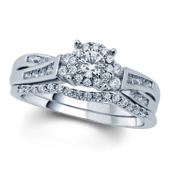 Rings Goldia 075 CT TW Natural Diamond Frame Twist Shank Bridal Engagement Ring Set in Solid 10K White Gold Rings Goldia 075 CT TW Natural Diamond Frame Twist Shank Bridal Engagement Ring Set in Solid 10K White Gold